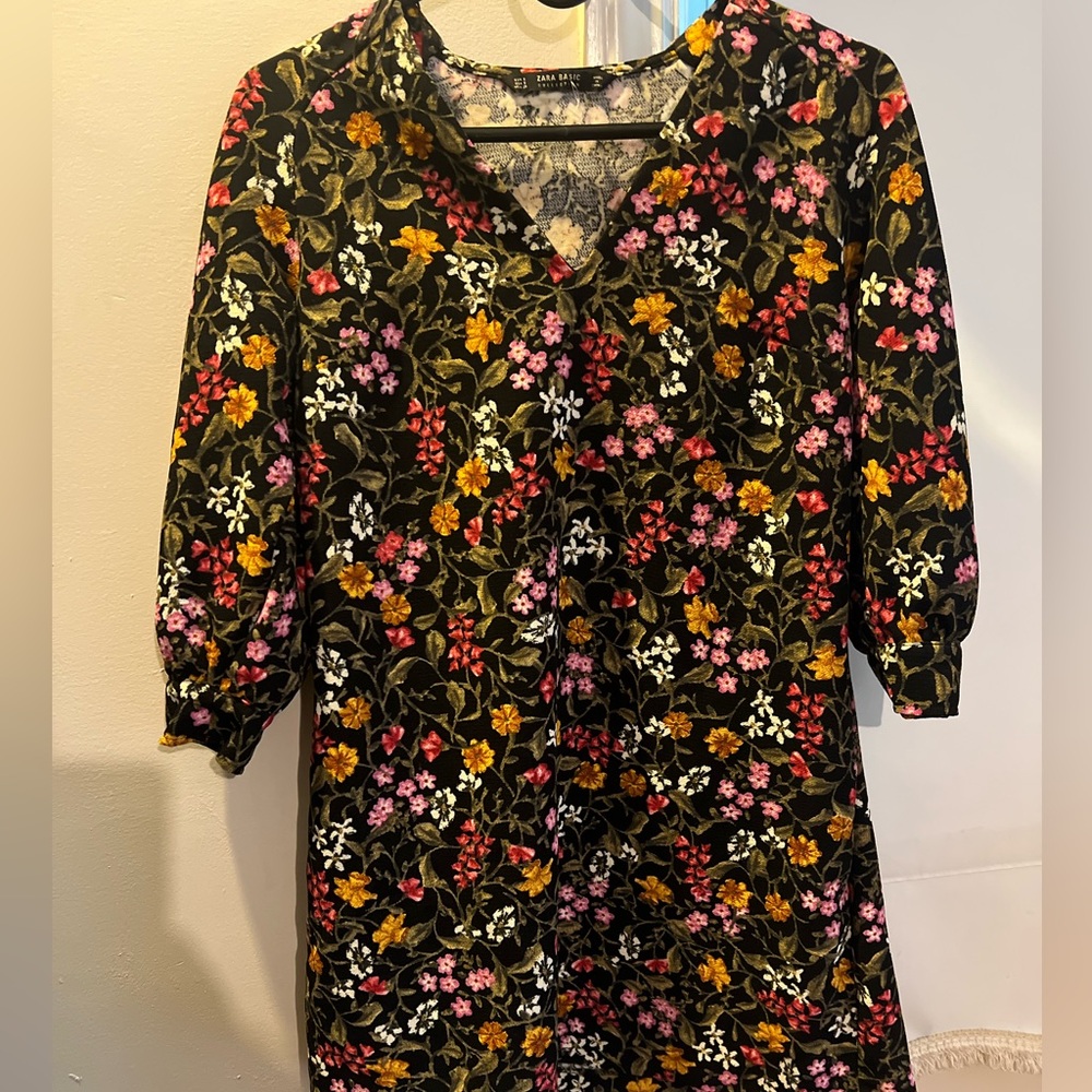 Zara Dark Florals Mini Shift Dress